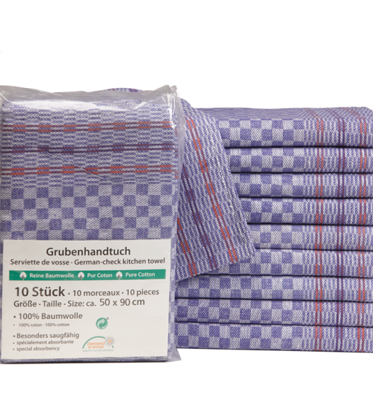 Grubenhandtuch Baumwolle blau/weiß/rot 10er-Pack