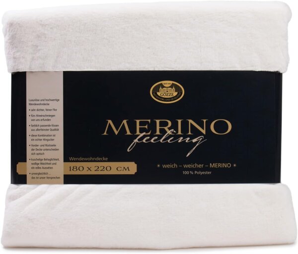 Gözze Wendewohndecke Merino 180 x 220 cm wollweiß