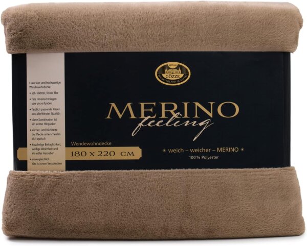 Gözze Wendewohndecke Merino 180 x 220 cm taupe