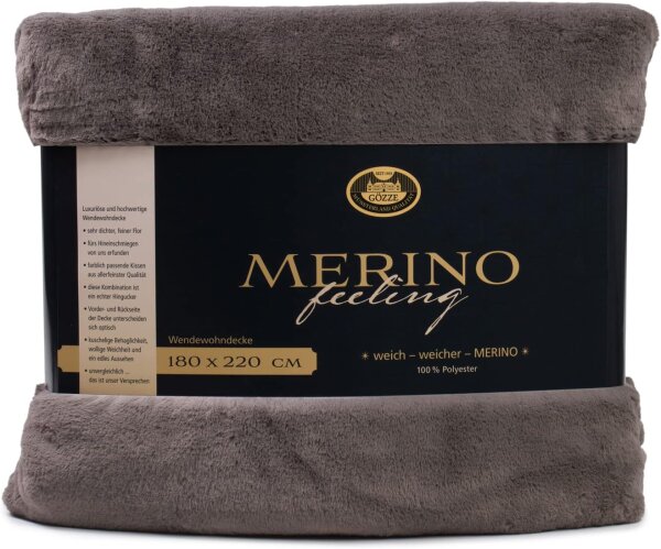 Gözze Wendewohndecke Merino 180 x 220 cm anthrazit