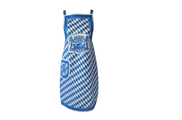 Latzschürze Bayerisch Bierfass weiß/blau
