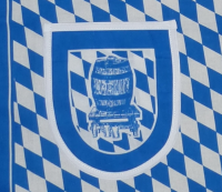 Latzschürze Bayerisch Bierfass weiß/blau