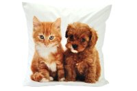 Kissenhülle Katze & Welpe Fotodruck 40 x 40 cm