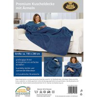 Kuscheldecke Premium mit Ärmeln & Tasche blau