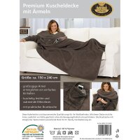 Kuscheldecke Premium mit Ärmeln & Tasche braun
