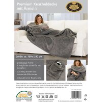 Kuscheldecke Premium mit Ärmeln & Tasche silber