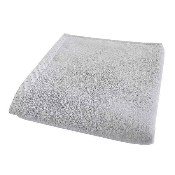 Dyckhoff Frottierserie Basic Line Pünktchen Bordüre silber Handtuch (50 x 100 cm)