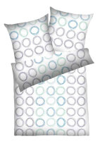 Dyckhoff Weichfrottier Bettwäsche Strichkreise blau...