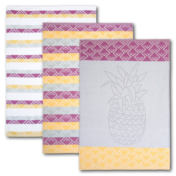 Geschirrtuch 3er-Set Ananas 100 % Baumwolle