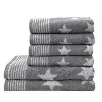 Frottierserie Stars grau Handtuch (50 x 100 cm)