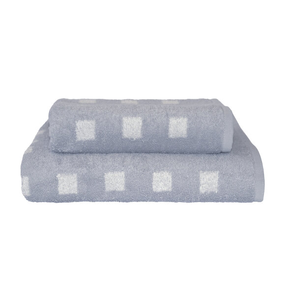 Frottierserie Karo silber Handtuch (50 x 100 cm)