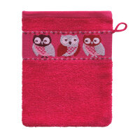 Frottierserie Eule Modern pink Waschhandschuh (16 x 21 cm)