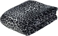 Decke Cashmere-Feeling Schnee-Leopard silber